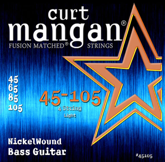 Curt Mangan 45105 Nickel Wound Light 4-String Bass Guitar String Set 45-105